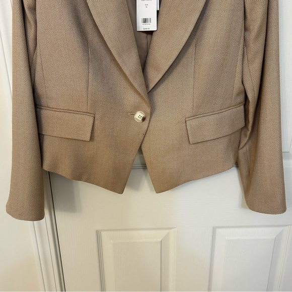 Veronica Beard Hosanna Herringbone Cutaway Dickey Jacket Dark Camel/Light Carmel - Picture 8 of 12